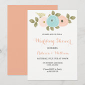 Sweet Peach Flora Couples Wedding Shower Invite Kaart (Voorkant / Achterkant)