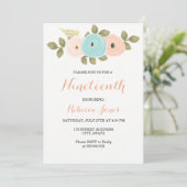 Sweet Peach Floral 19th Birthday Party Invitation Kaart (Staand voorkant)