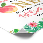 Sweet Peach Girls 1st Birthday Welkom Poster (Hoek)