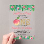 Sweet Peach Girls 1ste verjaardag Acryl Uitnodigingen (Insitu (Draagbaar))