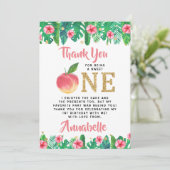 Sweet Peach Girls 1ste verjaardag Bedankkaart (Staand voorkant)