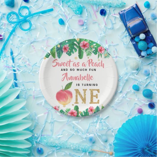 Sweet Peach Girls 1ste verjaardag Papieren Bordje (Feest)