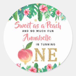 Sweet Peach Girls 1ste verjaardag Ronde Sticker