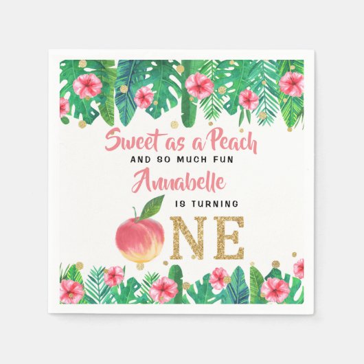 Sweet Peach Girls 1ste verjaardag Servet (Voorkant)