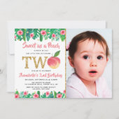 Sweet Peach Girls 2e verjaardag Foto Kaart (Voorkant)