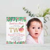 Sweet Peach Girls 2e verjaardag Foto Kaart (Staand voorkant)