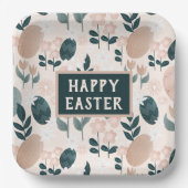 Sweet Peach Green Boho Botanical Easter Egg Papieren Bordje (Voorkant)