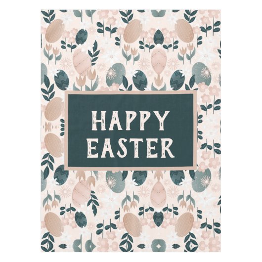 Sweet Peach Green Boho Botanical Easter Egg Tafelkleed (Voorkant)