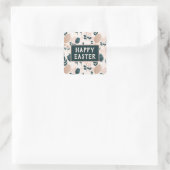Sweet Peach Green Boho Botanical Easter Egg Vierkante Sticker (Tas)