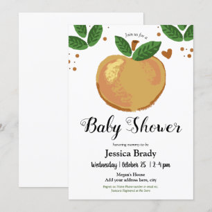 Sweet Peach met Heart Baby shower Party Kaart