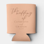 Sweet Peach minimalistisch script zomer bruiloft Blikjeskoeler (Achterkant)