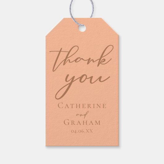 Sweet Peach minimalistisch script zomer bruiloft Cadeaulabel (Voorkant)