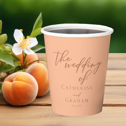 Sweet Peach minimalistisch script zomer bruiloft Papieren Bekers