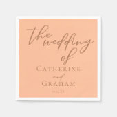 Sweet Peach minimalistisch script zomer bruiloft Servet (Voorkant)