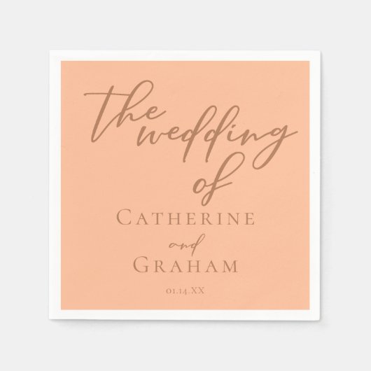 Sweet Peach minimalistisch script zomer bruiloft Servet (Voorkant)