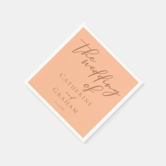 Sweet Peach minimalistisch script zomer bruiloft Servet (Hoek)