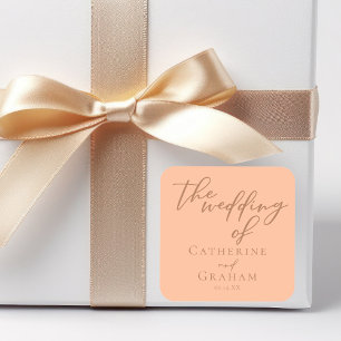 Sweet Peach minimalistisch script zomer bruiloft Vierkante Sticker