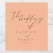 Sweet Peach minimalistisch script zomer bruiloft Wijn Etiket (Enkel label)