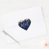 Sweet Peach & Navy Flowers Weddenschap Initialen v Hart Sticker (Envelop)