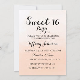 Sweet Peach Ombre Pastel Sweet 16 Party Invitation Kaart