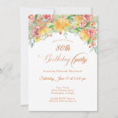 Sweet Peach Rozen Floral 80th Kaart (Voorkant)