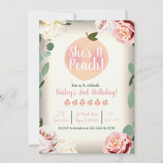 SWEET PEACH Southern Charm Bloemen Verjaardagsfees Kaart (Voorkant)