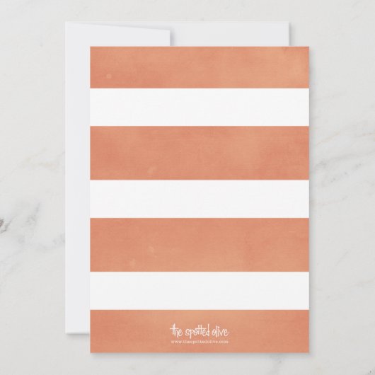 Sweet Peach Stripes First Birthday Party Kaart (Achterkant)