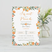 Sweet Peach Theme First Birthday Invitation Kaart (Staand voorkant)