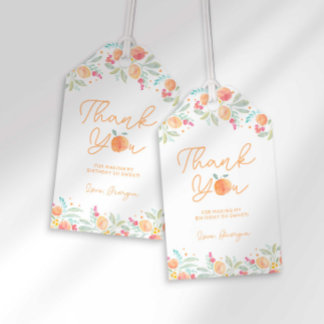 Sweet Peach Verjaardag Favor Tag Cadeaulabel