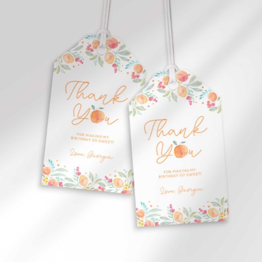 Sweet Peach Verjaardag Favor Tag Cadeaulabel