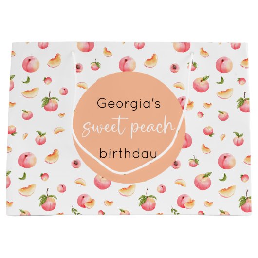 Sweet Peach Verjaardag Grote Gift Bag Groot Cadeauzakje (Voorkant)