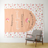 Sweet Peach Verjaardag Tapestry Achtergrond Wandkleed (In Situ (horizontaal))