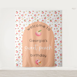 Sweet Peach Verjaardag Tapestry Achtergrond Wandkleed