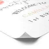 Sweet Peach Verjaardagsfeestje Welkom Poster (Hoek)