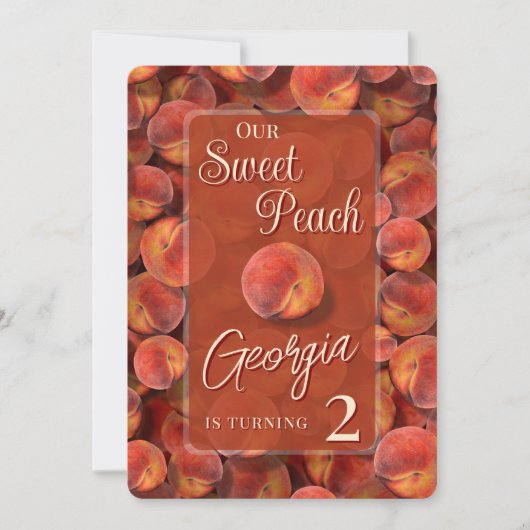 Sweet Peach verjaardagsuitnodiging Kaart (Voorkant)