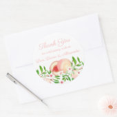 Sweet Peach Waterverf bruiloft douche dank u Ronde Sticker (Envelop)