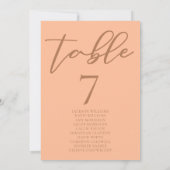 Sweet Peach Zomer Trouwtafel Nummer met Namen (Achterkant)