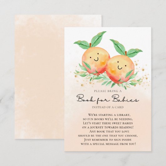 Sweet Peaches Twins Baby shower Book for Babies Informatiekaartje (Voorkant / Achterkant)