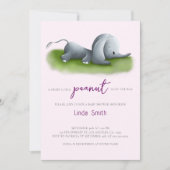 Sweet Peanut Olifant Meisje Baby shower Kaart (Voorkant)