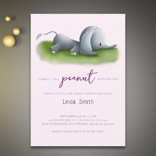Sweet Peanut Olifant Meisje Baby shower Kaart