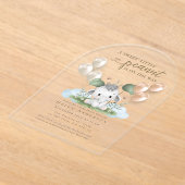 Sweet Peanut op de weg Neutraal Baby shower Acryl Uitnodigingen (Laagn)