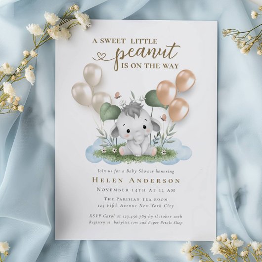 Sweet Peanut op de weg Neutraal Baby shower Kaart