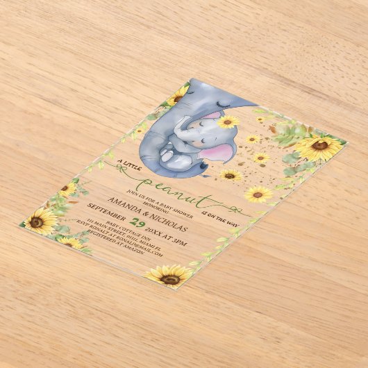 Sweet Peanut Sunflower Baby shower Acryl Uitnodigingen (Laagn)