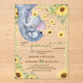 Sweet Peanut Sunflower Baby shower Acryl Uitnodigingen (Voorkant)