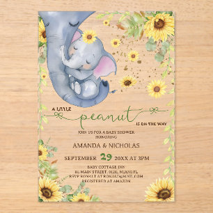 Sweet Peanut Sunflower Baby shower Acryl Uitnodigingen