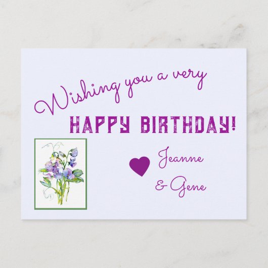 Sweet Peas Anytime Kaart (Achterkant)