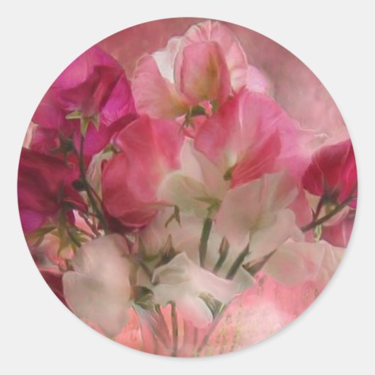 Sweet Peas Art Magnet Ronde Sticker (Voorkant)