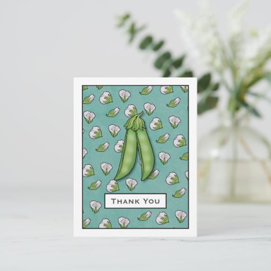 Sweet Peas Baby shower Flat Hartelijk dank Bedankkaart (Staand voorkant)