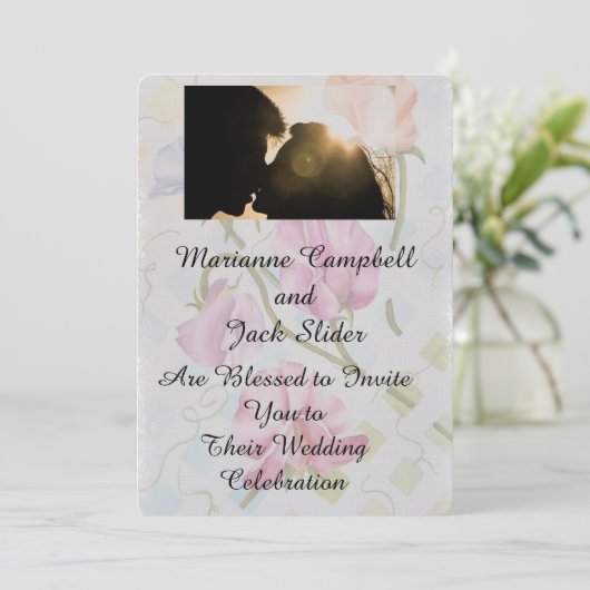 SWEET PEAS  BRUILOFT UITNODIGING (Staand voorkant)