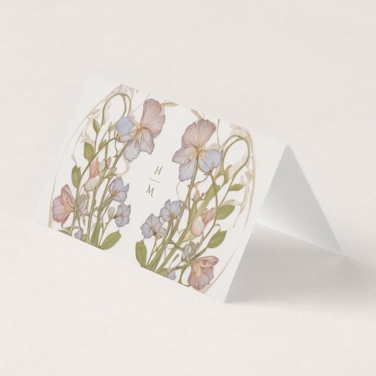 Sweet Peas Name Card Template Kaart (Achterkant)